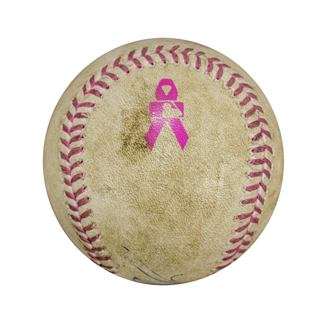 MATT HARVEY SIGNED GAME USED MOTHER'S DAY PINK BALL NY METS PITCH STARLING MARTE
