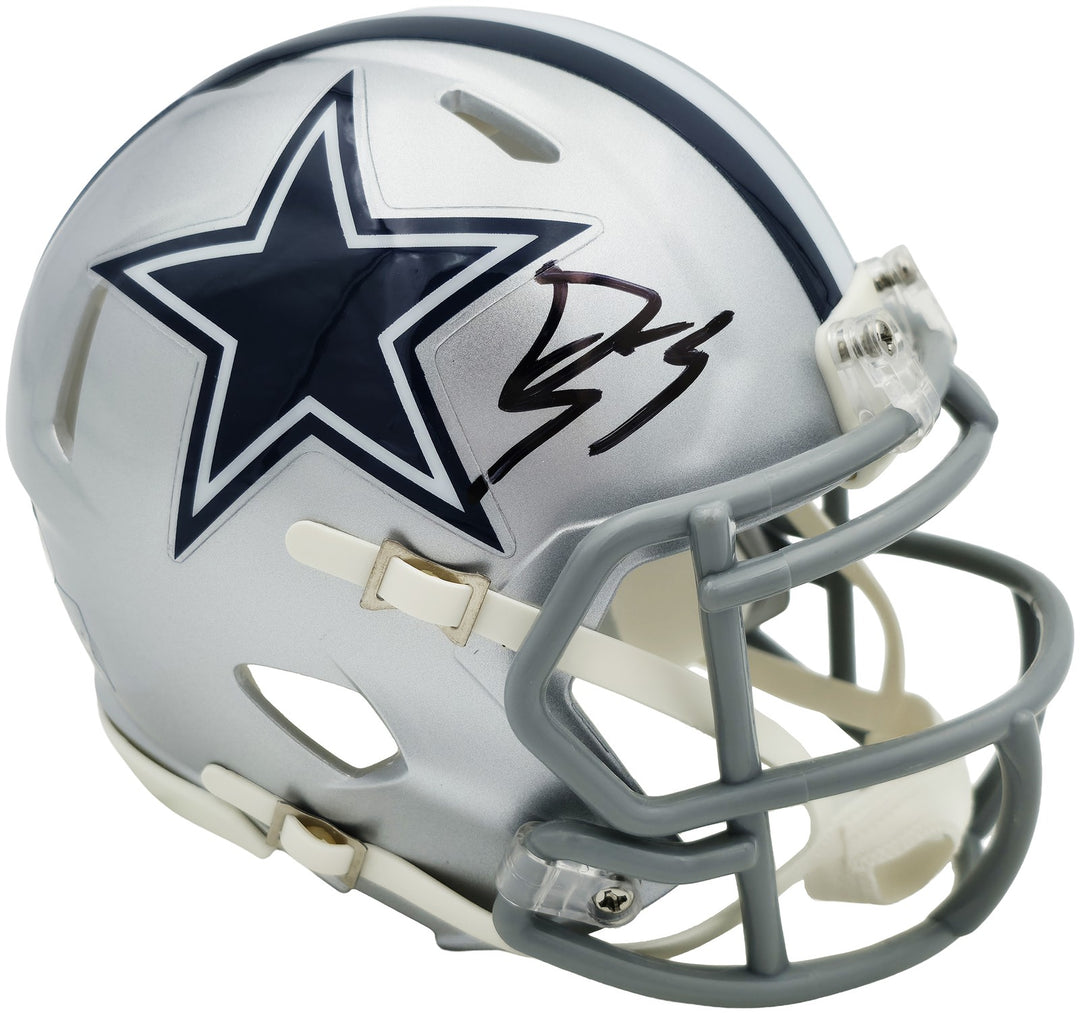George Pickens Signed Dallas Cowboys Silver Speed Mini Helmet JSA Witness
