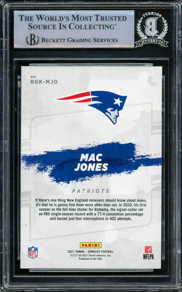 Mac Jones Signed 2021 Donruss Gridiron Kings RC RGK-MJO Patriots Beckett