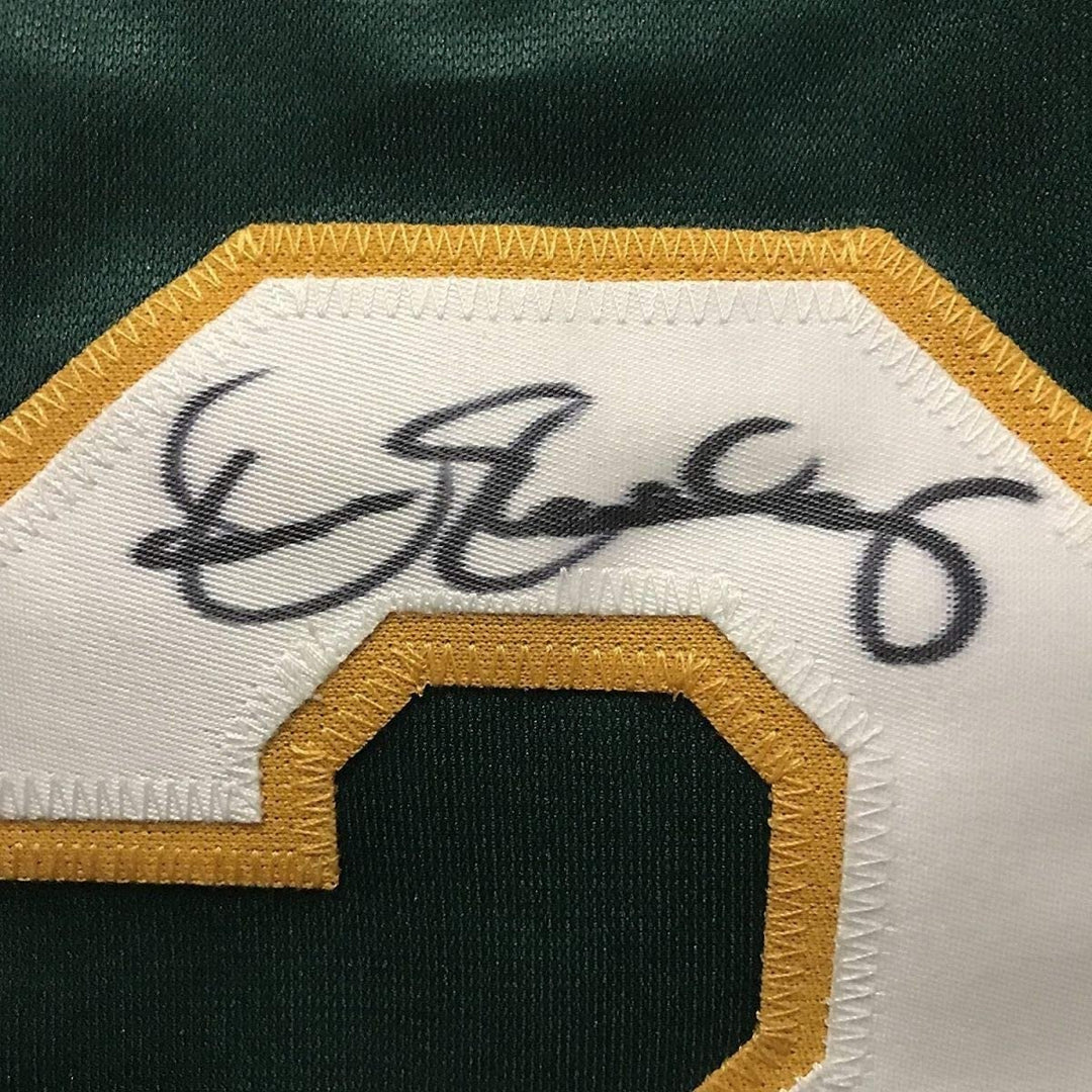 FRAMED Signed DENNIS ECKERSLEY 35x39 Oakland Green Jersey JSA COA