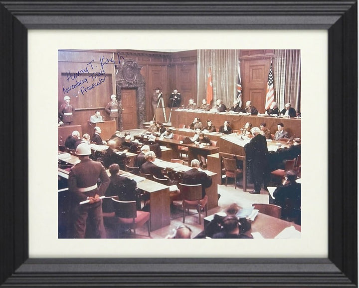 Henry T. King Jr. signed 1946 WWll Nuremberg Trials Color 8x10 photo Framed– PSA