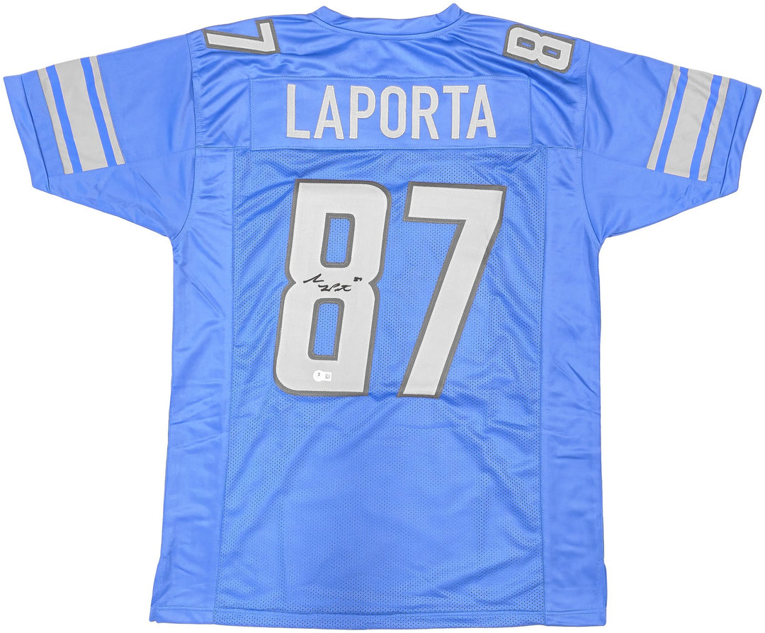 Detroit Lions Sam LaPorta Autographed Signed Blue Jersey Beckett Witness