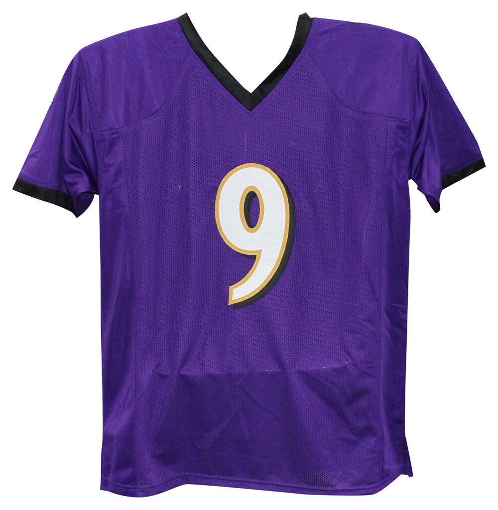 Justin Tucker Autographed/Signed Pro Style Purple XL Jersey Beckett 39567