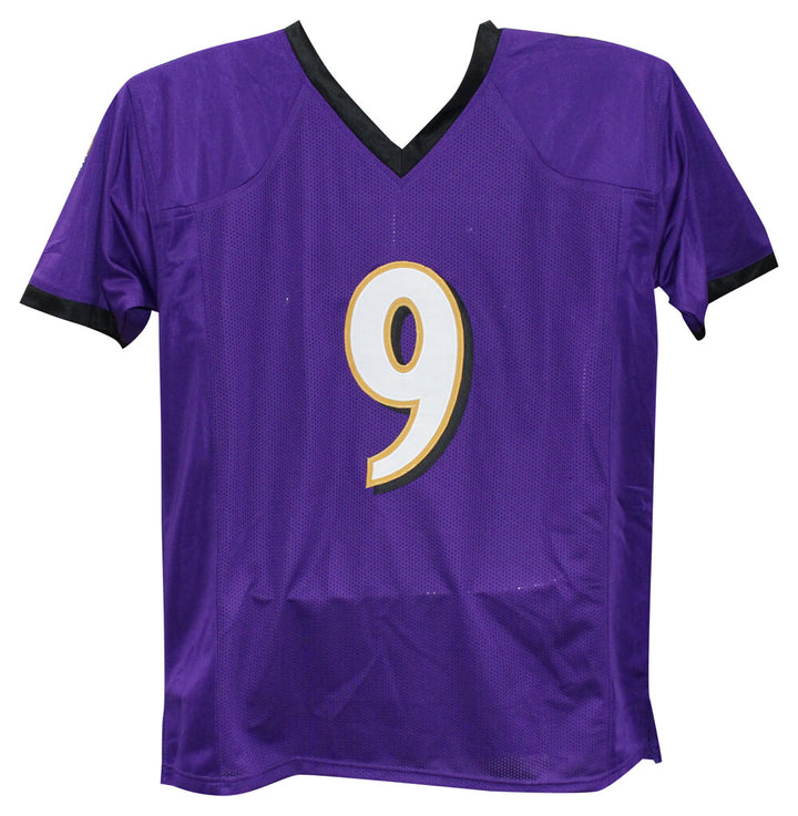 Justin Tucker Autographed/Signed Pro Style Purple XL Jersey Beckett 39567