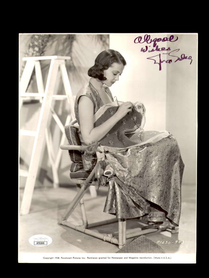 Sylvia Sidney JSA Coa Signed 8x10 1938 Photograph Autograph