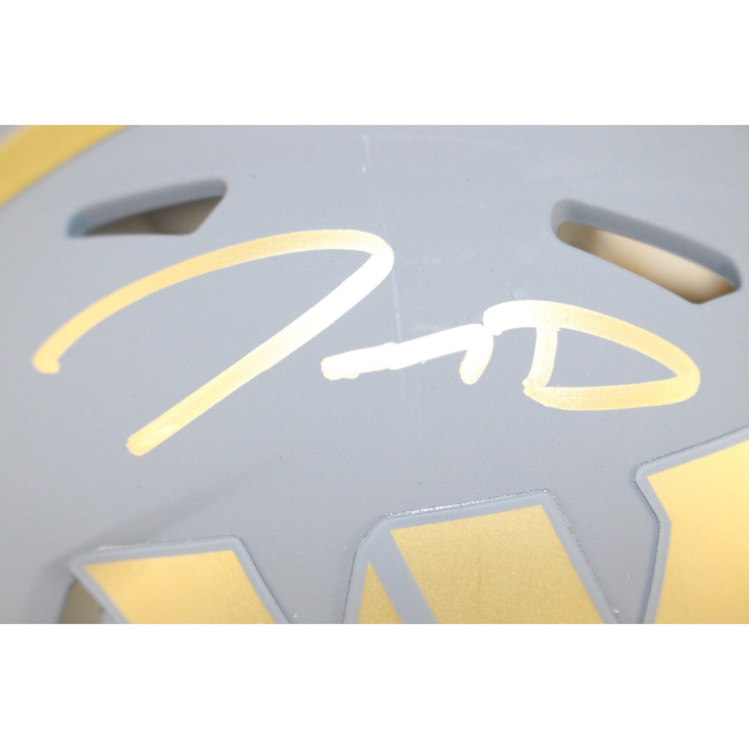 Jayden Daniels Signed Washington Commanders Mini Helmet Slate Fanatics 51026
