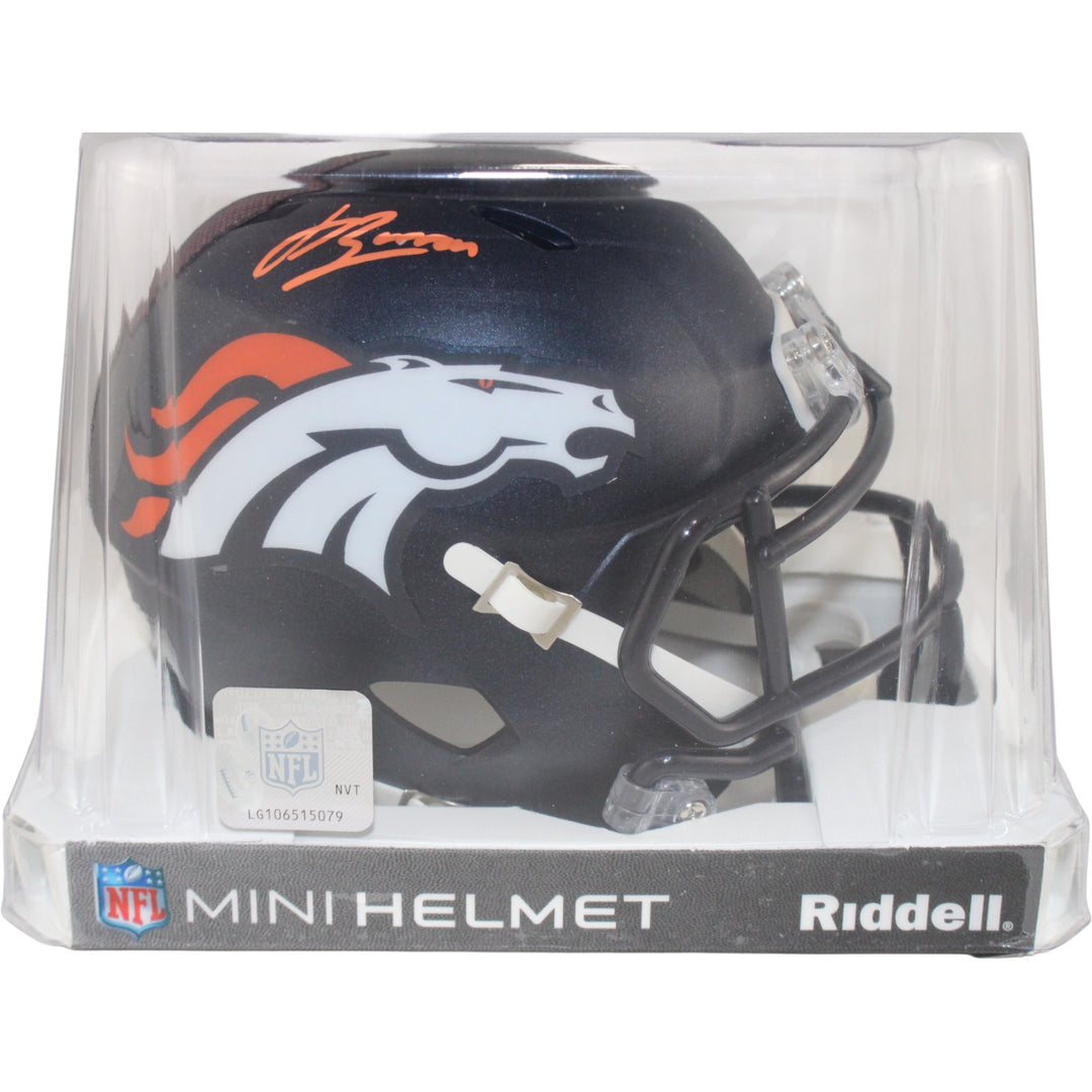 Jahdae Barron Autographed Denver Broncos Mini Helmet Beckett Witness 54018
