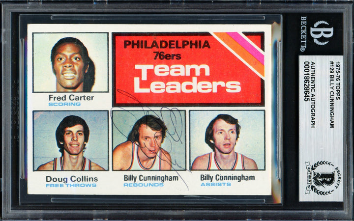 Billy Cunningham Signed 1975-76 Topps Card 129 76ers Beckett #18628645