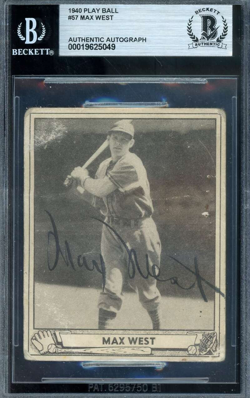 Max West Beckett BAS Signed 1940 Play Ball Autograph