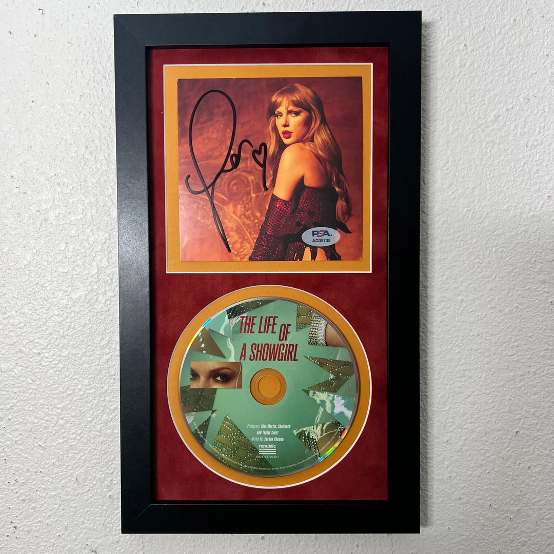 Taylor Swift Signed CD Cover Framed PSA/DNA Autographed The Life of a Showgirl
