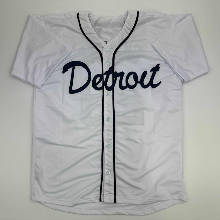Facsimile Autographed Tarik Skubal Detroit White Reprint Jersey Size Men's XL