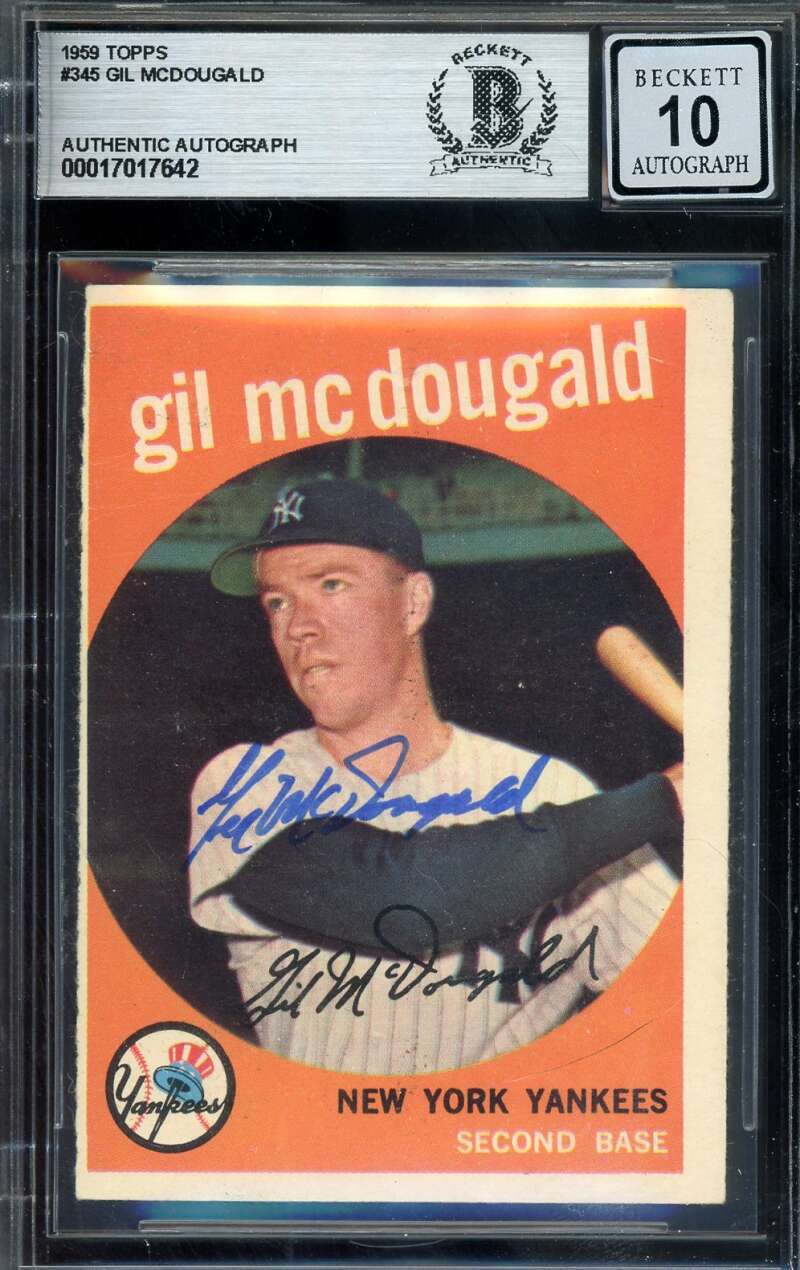 Gil McDougald Gem Mint 10 Beckett BAS Signed 1959 Topps Autograph