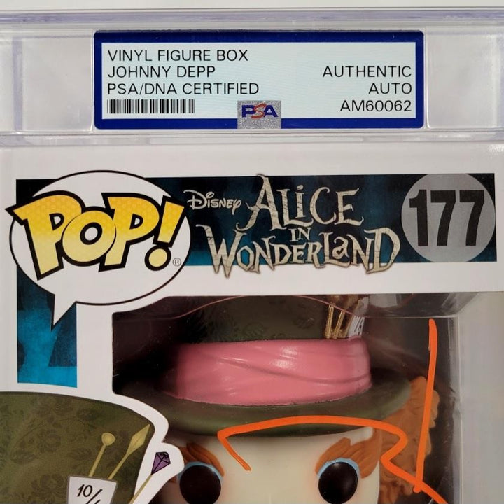 Johnny Depp signed Alice Mad Hatter Funko Pop Figure 177 autograph ~ PSA Encap