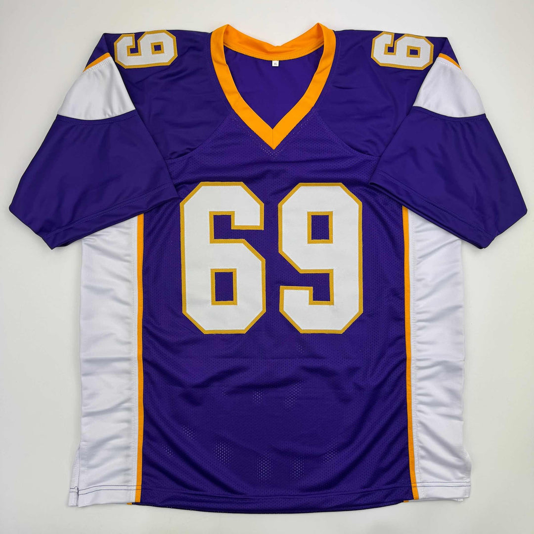 Autographed/Signed Jared Allen Minnesota Purple Football Jersey Beckett BAS COA