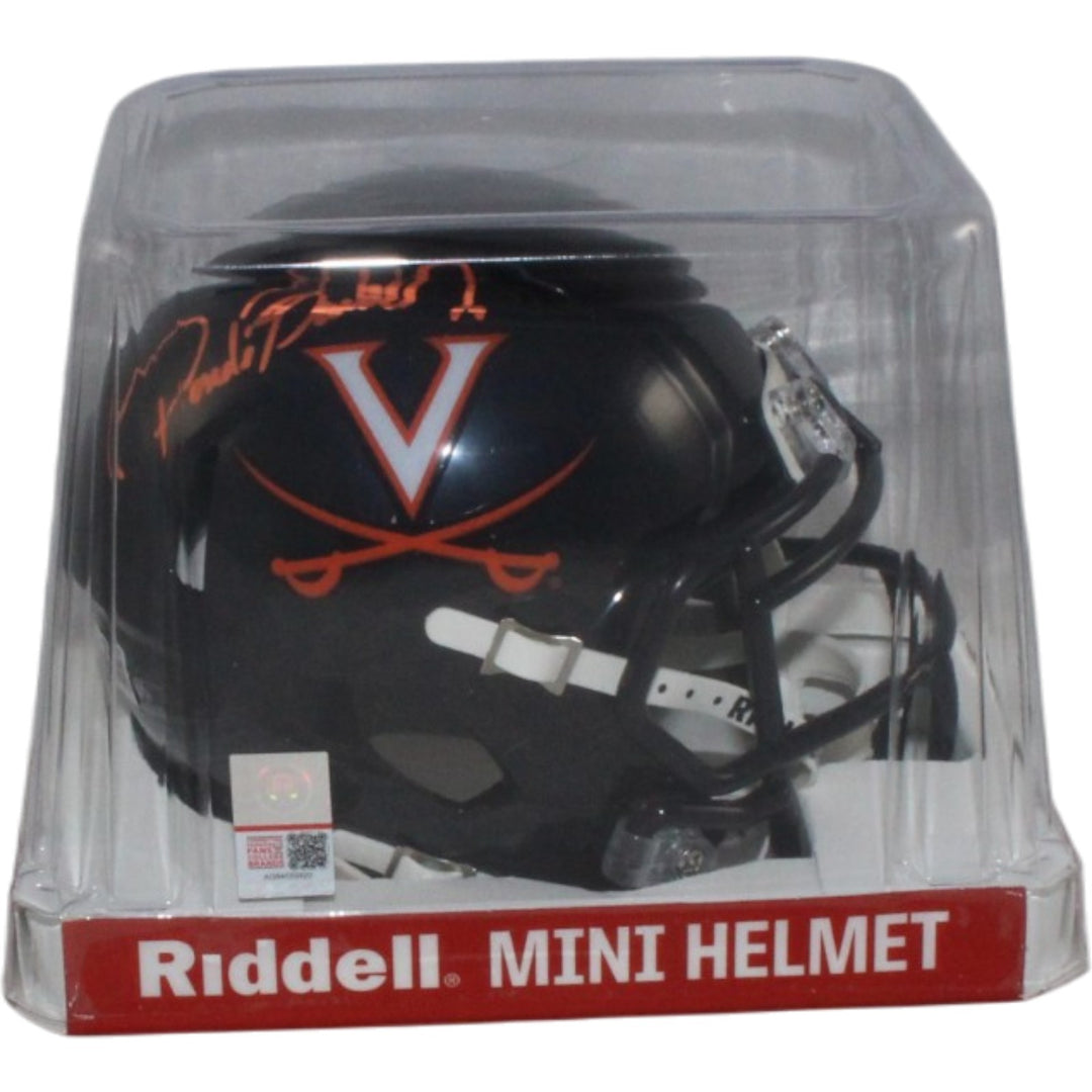 Ronde Barber Autographed Virginia Cavaliers Black Mini Helmet Beckett WIT 55447