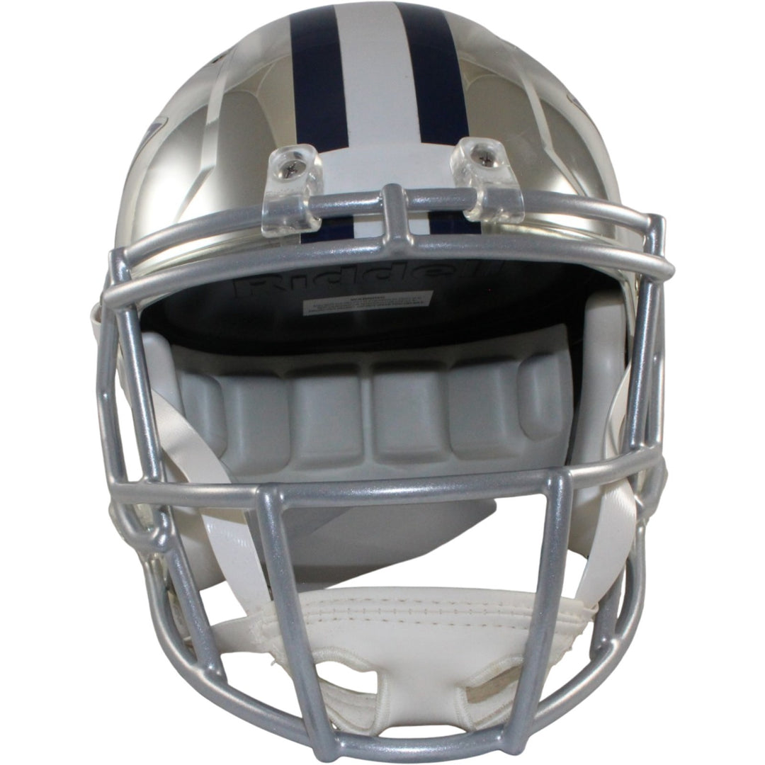 Dallas Cowboys Full Size Replica Chrome Helmet Riddell New In Box 18597