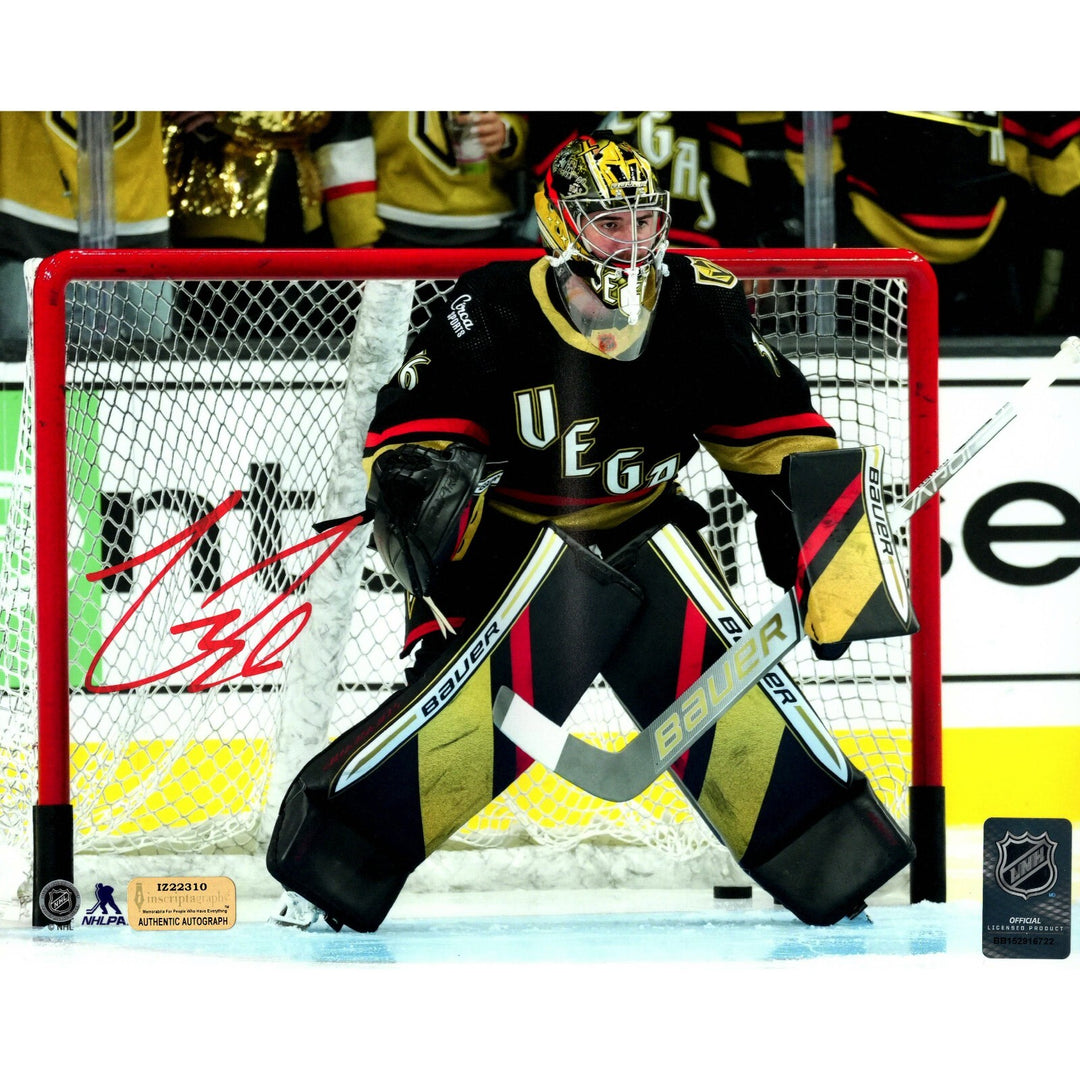 Logan Thompson Signed Vegas Golden Knights 8x10 Photo COA IGM Reverse Retro