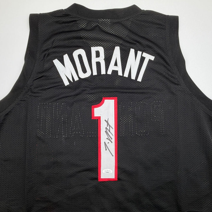 Autographed/Signed Ja Morant Portland Black Basketball Jersey JSA COA