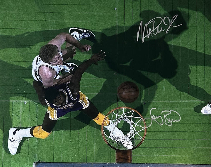 Larry Bird Magic Johnson Signed 16x20 Framed Chrome Photo Auto Lakers Steiner