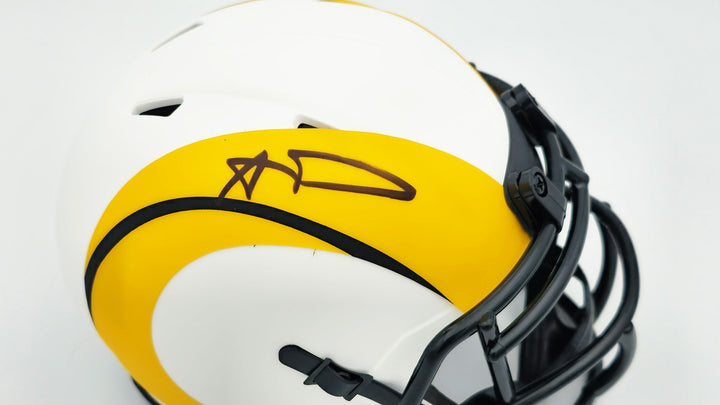 Aaron Donald Auto Signed Rams Lunar Eclipse White Speed Mini Helmet Beckett Wit