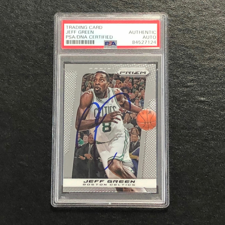 2013-14 Panini Prizm #35 Jeff Green Signed Card AUTO PSA/DNA Slabbed Celtics