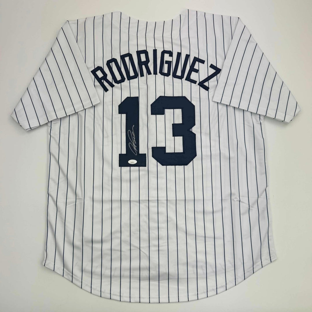 Autographed/Signed Alex Rodriguez New York Pinstripe Jersey JSA COA