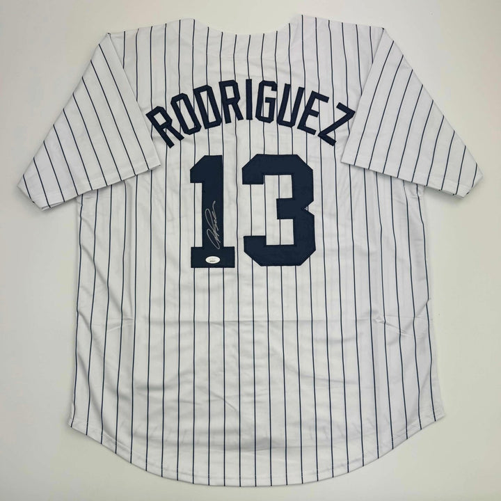 Autographed/Signed Alex Rodriguez New York Pinstripe Jersey JSA COA