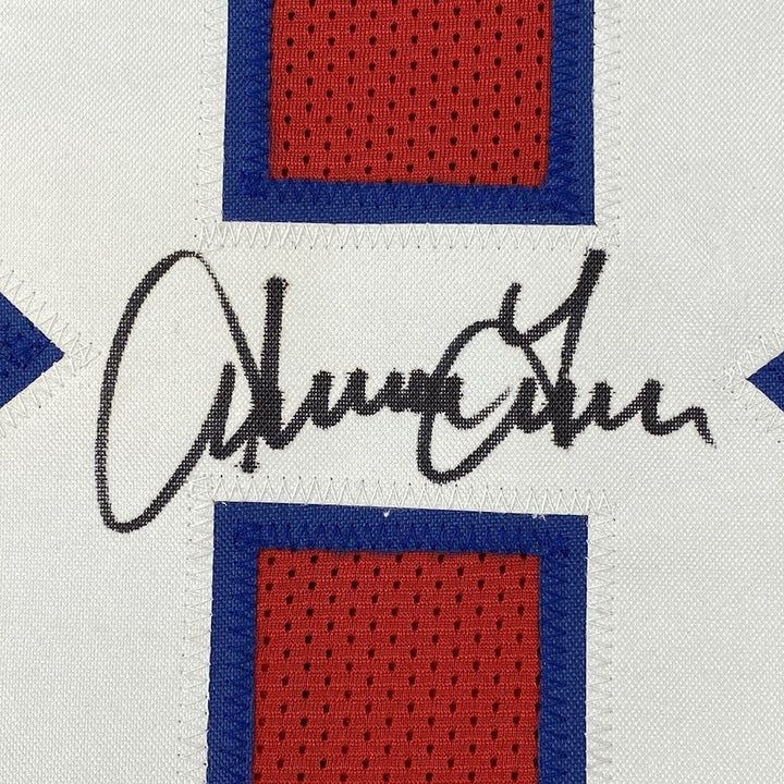 FRAMED Autographed/Signed IRVING FRYAR 35x39 New England Red Jersey JSA COA