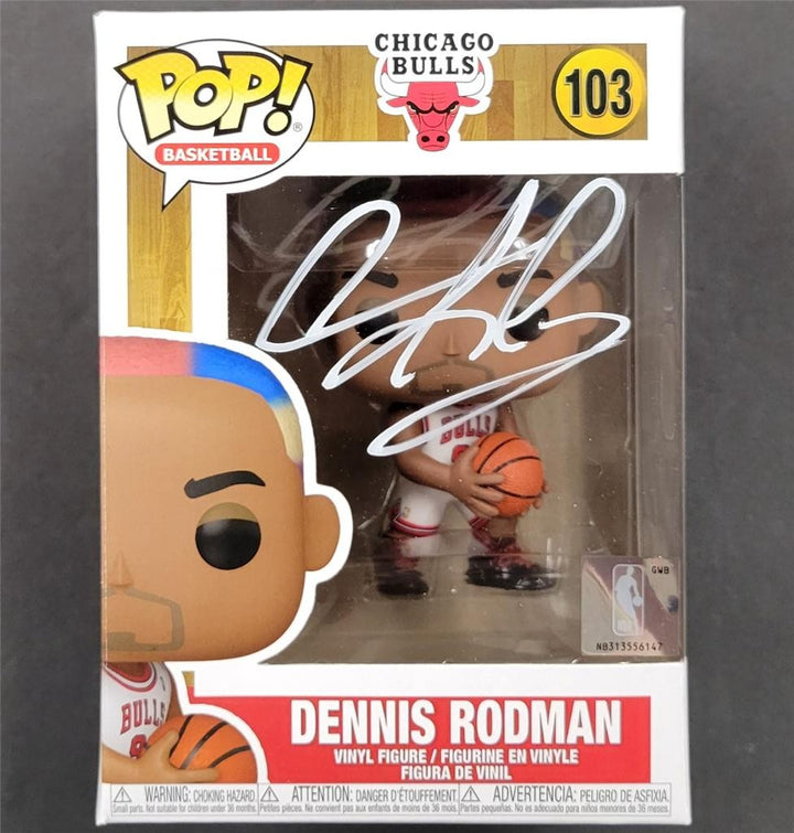 Dennis Rodman signed Chicago Bulls Funko Pop! 103 figure autograph ~ Beckett BAS