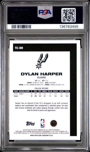 Graded 2025 Topps Silver Pack Dylan Harper #TCDH RC Basketball Card PSA 10