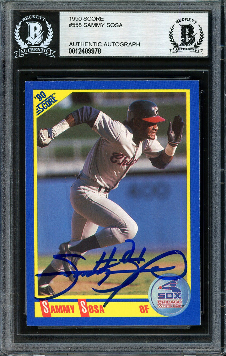 Sammy Sosa Signed 1990 Score RC 558 Chicago White Sox Beckett #12409978