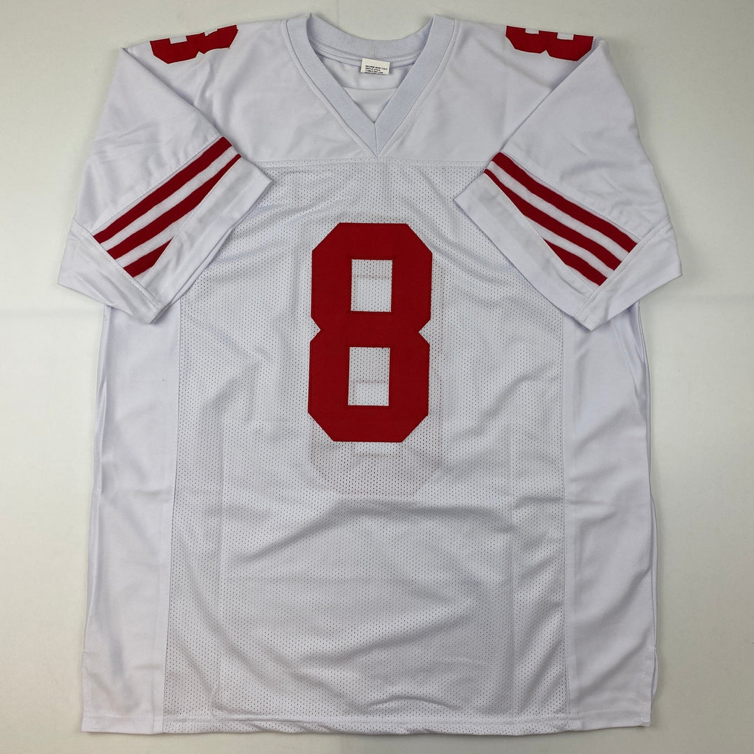 Facsimile Autographed Steve Young San Francisco White Reprint Jersey Men's XL