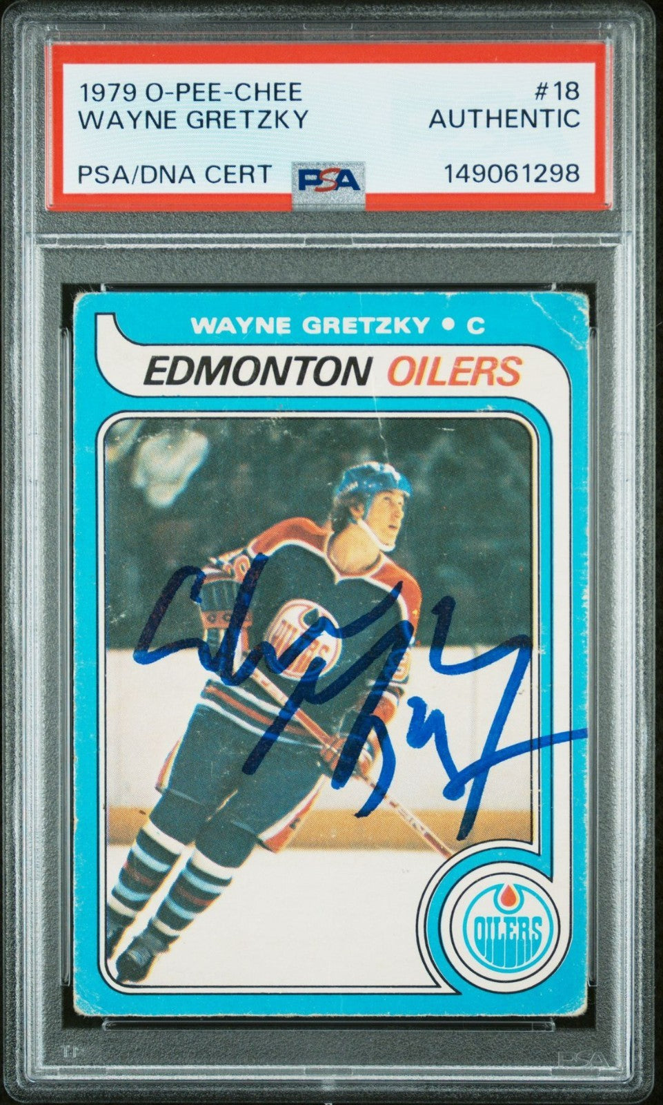 1979 O-PEE-CHEE #18 Wayne Gretzky Signed Rookie Card PSA AUTO OILERS RC