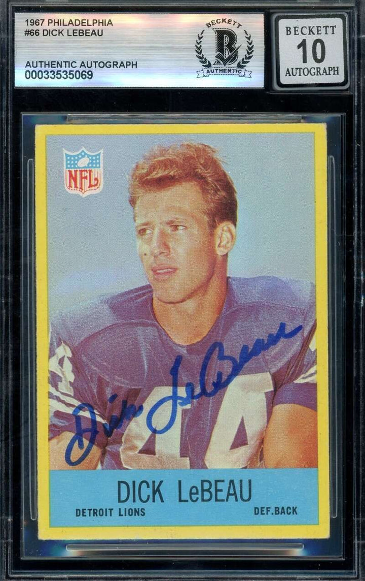 Dick LeBeau Gem Mint 10 Beckett BAS Signed 1967 Philadelphia Autograph