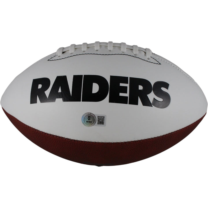 Howie Long Autographed Oakland Raiders Logo Football HOF Beckett Witness 49678