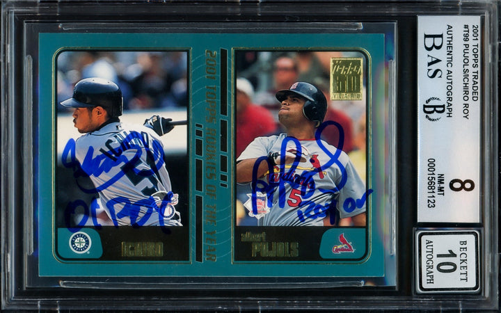 Albert Pujols Ichiro Suzuki Signed 2001 Topps Traded RC T99 BGS 8 Sig 10 ROY BAS