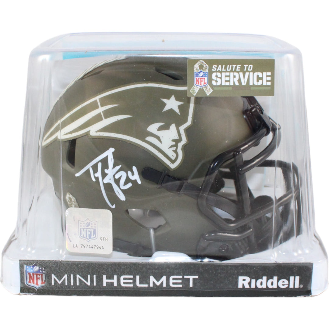 Ty Law Autographed New England Patriots 22 Salute Mini Helmet Beckett