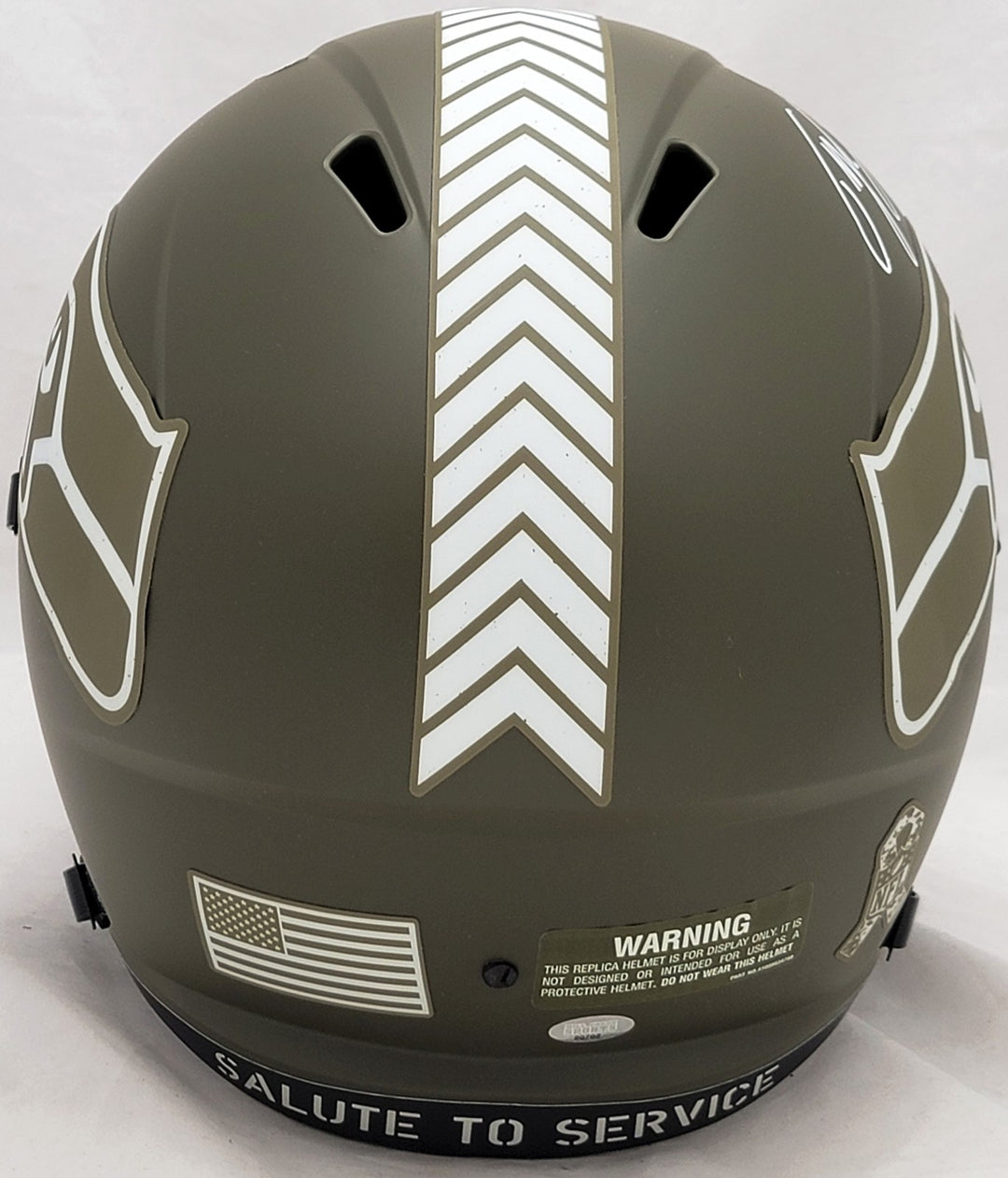 Tyler Lockett Auto Seahawks Army Green Salute 2 Service Full Size Rep Spd Helmet