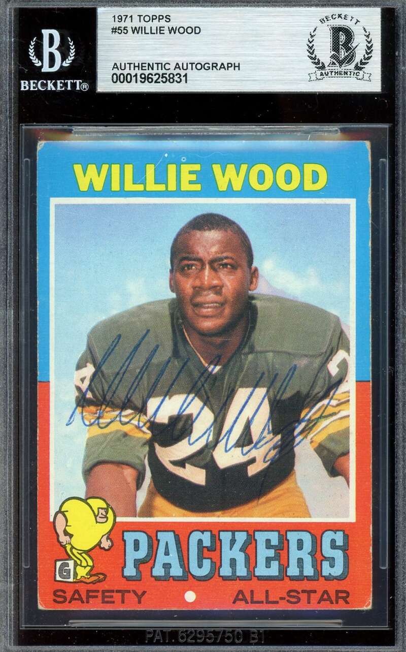 Willie Wood Beckett BAS Vintage Signed 1971 Topps Autograph Packers