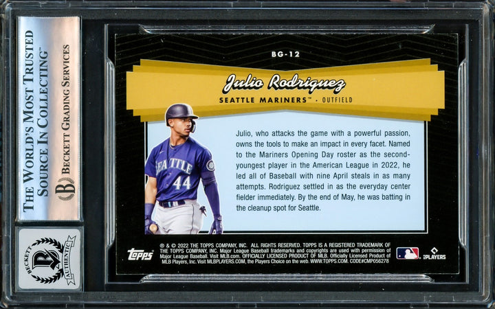 Julio Rodriguez 2022 Topps Update Black Gold RC #BG12 Mariners Sig GM10 Beckett