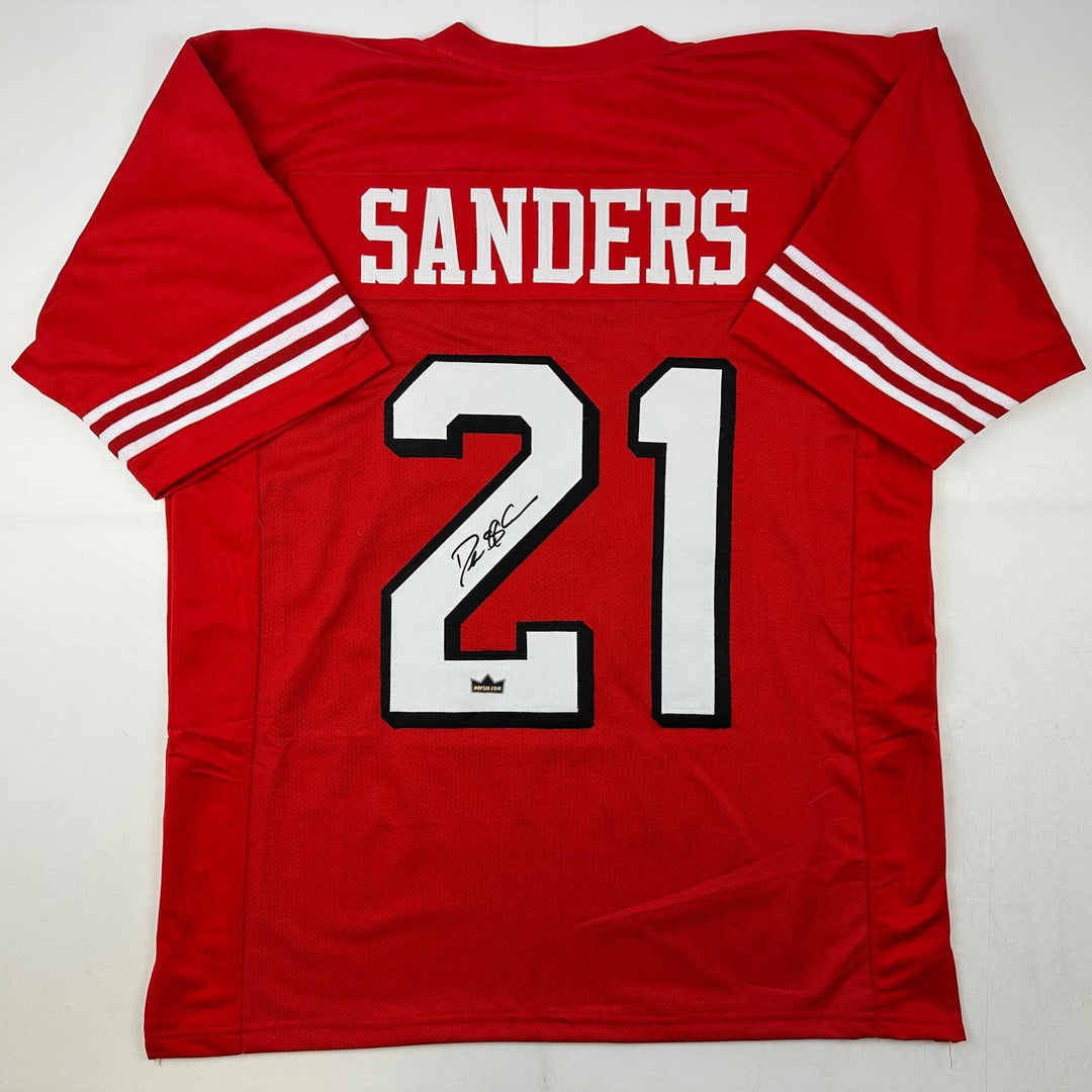 Facsimile Autographed Deion Sanders San Francisco Red Jersey Men's XL