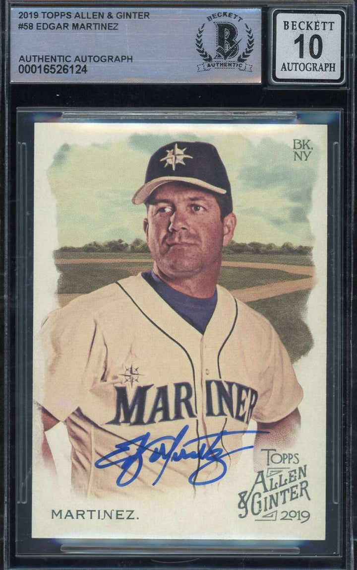 Edgar Martinez Gem Mint 10 Beckett BAS Signed 2019 Topps Allen and Ginter Auto