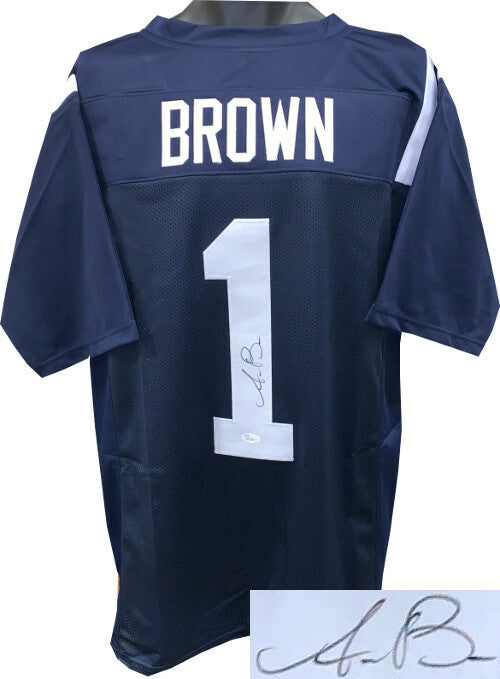 A.J. / AJ Brown signed Navy Custom College Jersey XL- JSA Signature Debut Holo