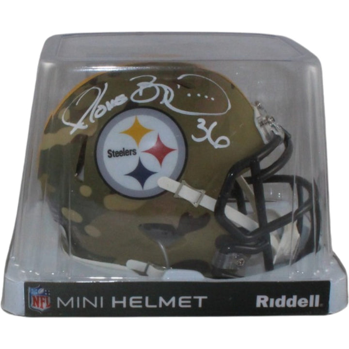 Jerome Bettis Signed Pittsburgh Steelers Camo Mini Helmet Beckett WIT 57537