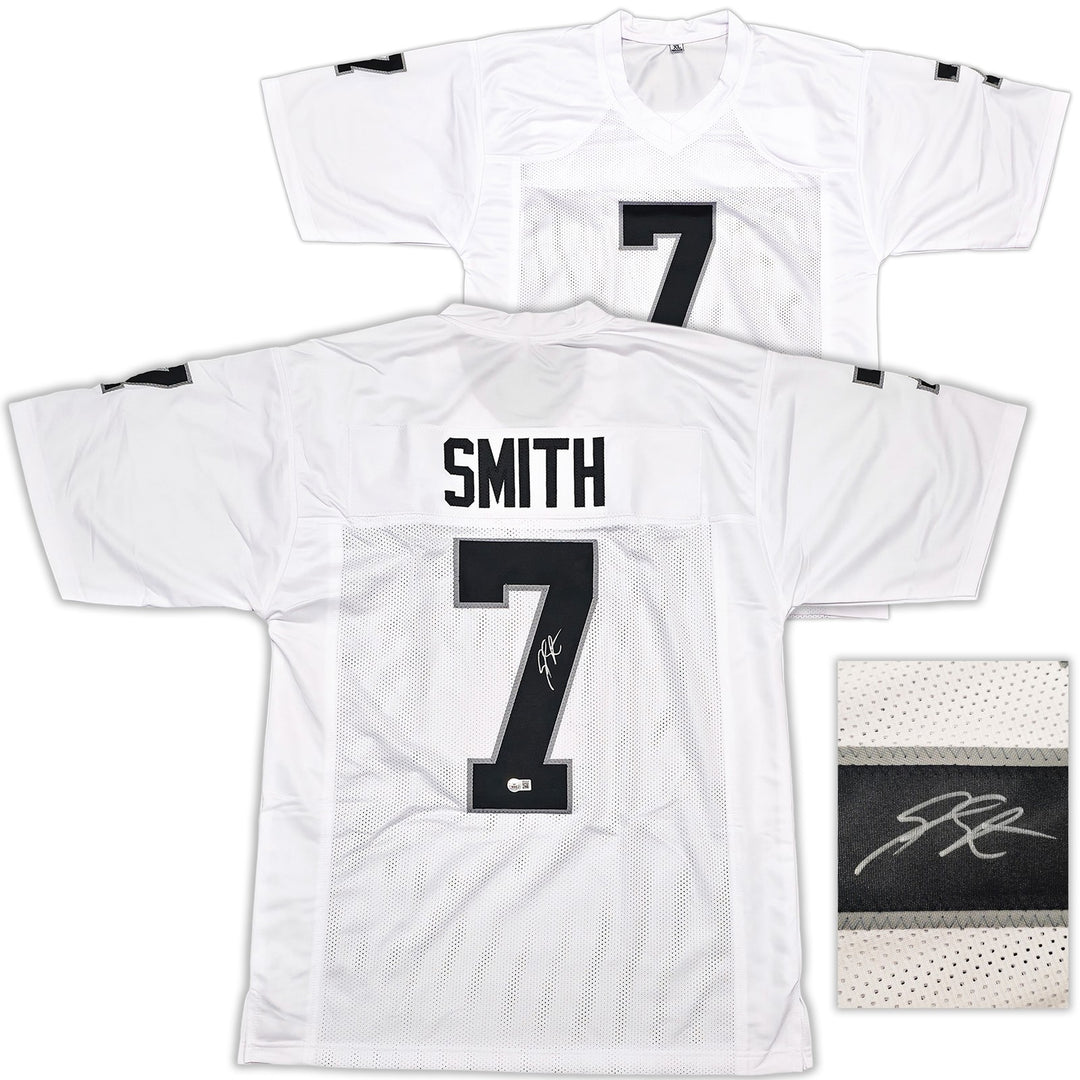 Las Vegas Raiders Geno Smith Signed White Jersey Beckett Witness