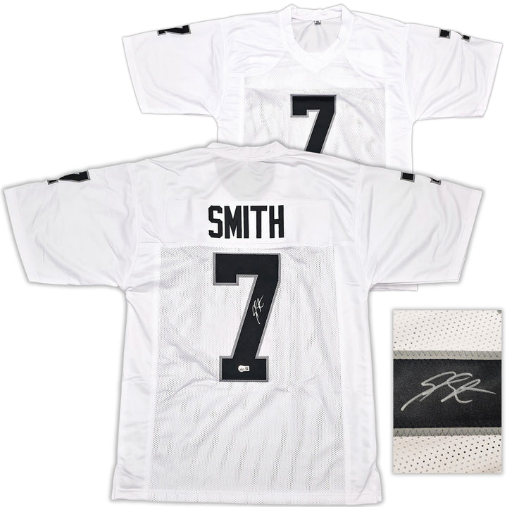 Las Vegas Raiders Geno Smith Signed White Jersey Beckett Witness