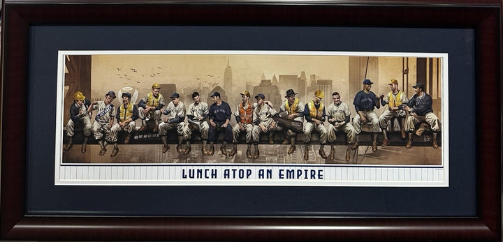 Yankees Lunch Atop Empire 24x8 Framed Litho Photo Jeter Mickey Mantle Babe Ruth