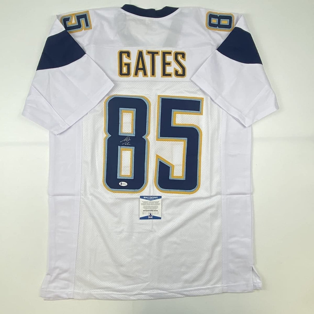 Autographed/Signed Antonio Gates Los Angeles LA White Jersey Beckett COA