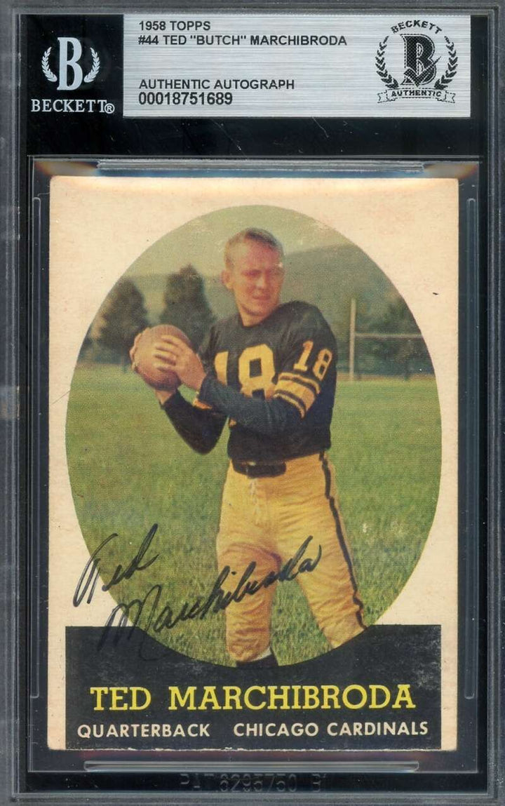 Ted Butch Marchibroda Beckett BAS Vintage Signed 1958 Topps Autograph Cardinals