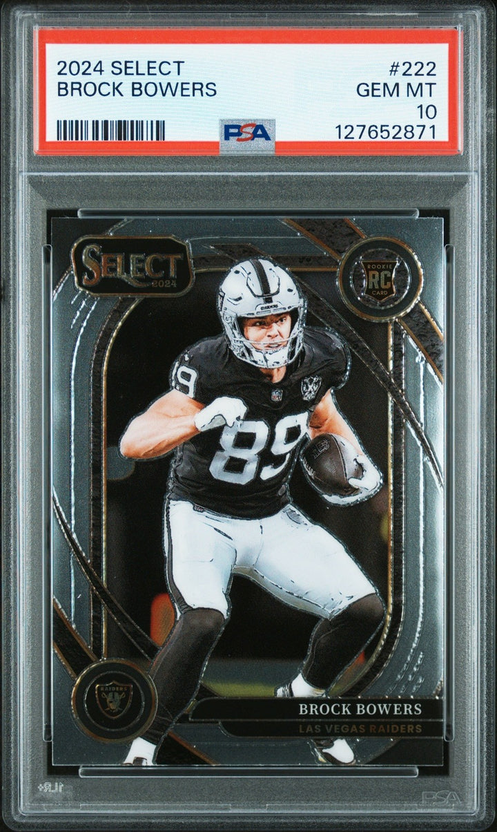 Graded 2024 Panini Select Brock Bowers #222 Rookie RC Card PSA 10 Gem Mint
